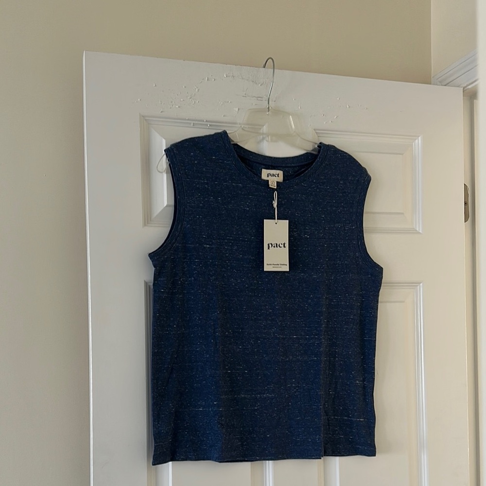 PACT Women’s 100% Organic Cotton French Navy Melange Eden Muscle Tank (S) BNWT
